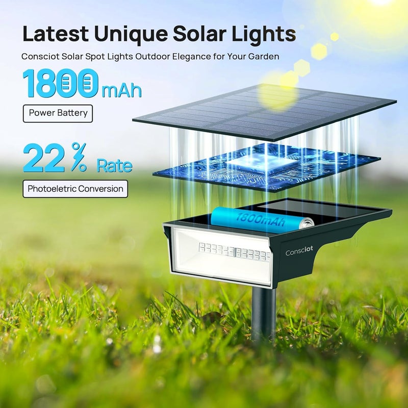 Consciot Solar Spot Lights Outdoor, Adjustable 170° Solar Outdoor Light, 7 Multicolored Garden Light Waterproof IP65, Landscape Lighting for Yard Pool Garden Tree, 4 Pack - Image 3